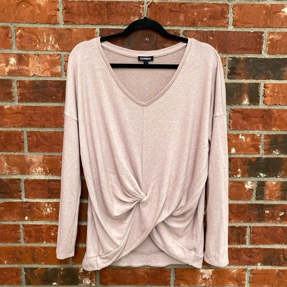 Express Womens Medium Blush Pink Front Twist Soft Knit Sweater - Picture 9 of 9